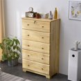 thumbnail image 2 of Pemberly Row Contemporary 5-Drawer Solid Pine Wood Chest Dresser in Natural, 2 of 7