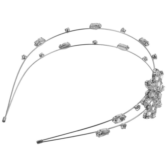 OUNONA  Hair Band Dressy Headbands for Women Tiara Rhinestone Man Woman Silver