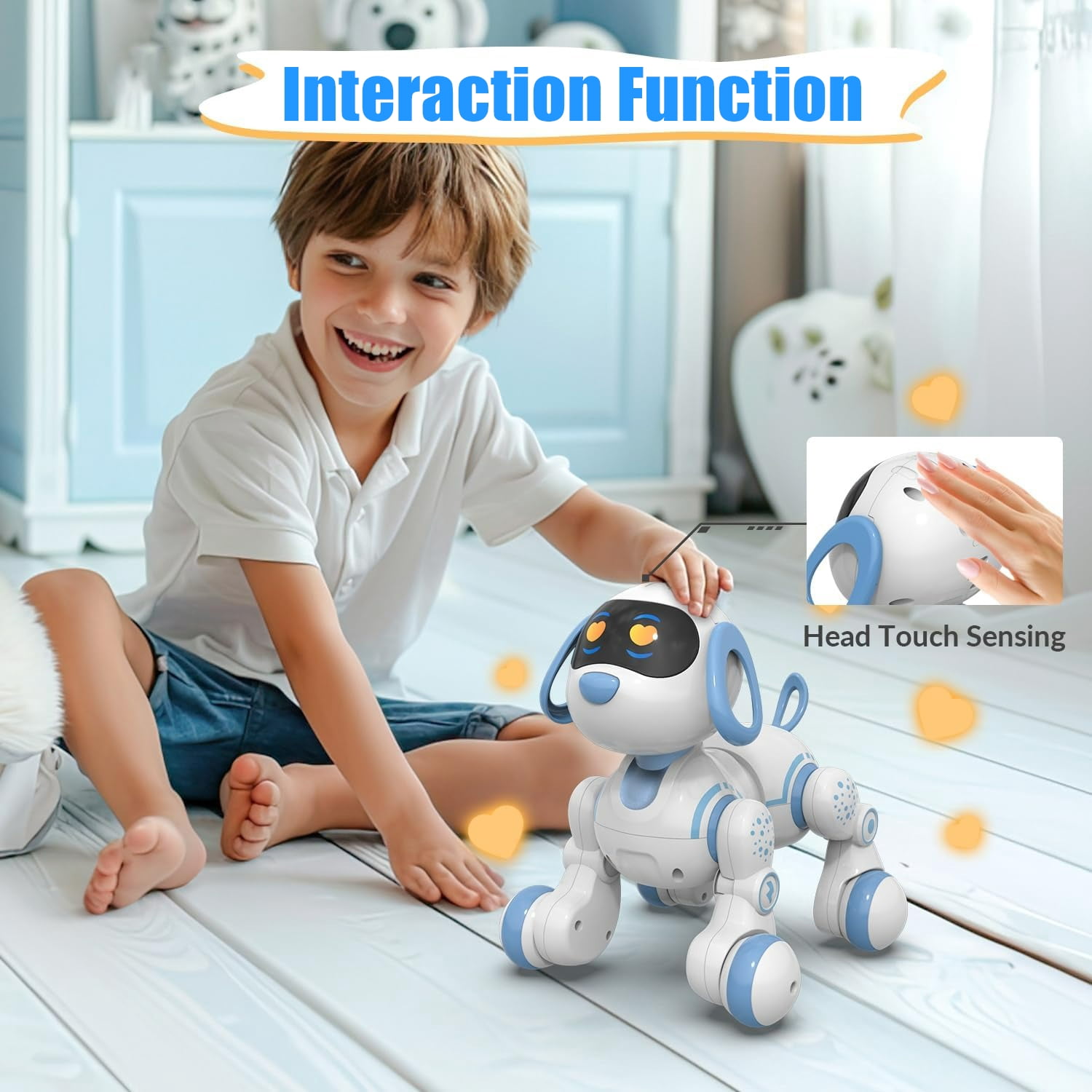 KIVDIT Robot Dog for Kids,Programmable Remote Control Robot Dog,Singing Dancing RC Robot Toys with Interactive Touch,LED Eyes,Volume Control