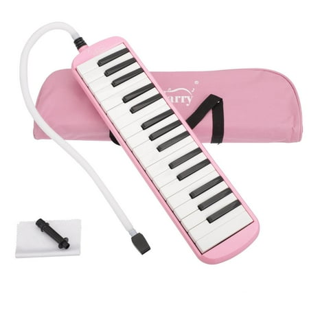 Glarry Pink 32 Key Piano Style Melodica with Mouthpiece, Hose, Bag