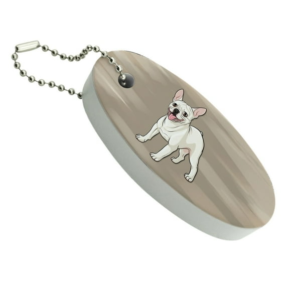 French Bulldog Smiling Pet Dog Floating Foam Keychain Fishing Boat Buoy Key Float
