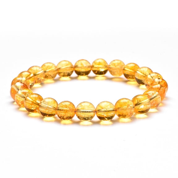 2pcs Citrine Round Beaded Stretch Bracelets Beads: 8mm 7-1/4~7-1/2 inch(18.5~19cm)