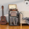 thumbnail image 7 of LELELINKY 3-Tier Record Player Stand with Storage Holds 100 Albums, Turntable End Table for Living Room & Bedroom, Walnut, 7 of 7