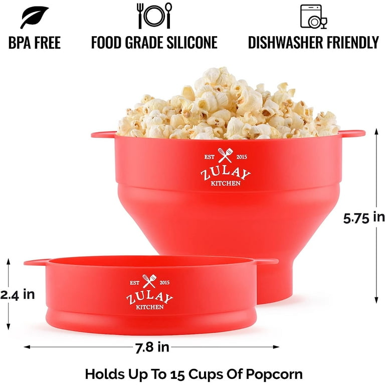 The Original Popco Silicone Microwave Popcorn Popper with Handles Silicone Popcorn Maker Collapsible Bowl BPA Free and Dishwasher Safe - 15 Colors Ava