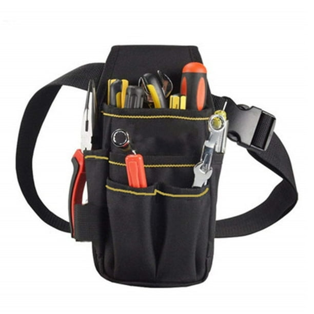 Riñonera, bolsillo para herramientas de lona, cinturón, minibolso para herramientas de bolsillo con 6 bolsillos, cinturón de nailon ajustable, bolsa para electricista