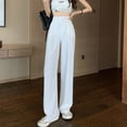 thumbnail image 1 of Pantalones largos holgados e informales con piernas anchas y cintura alta para mujer, de primavera y verano, que adelgazan y cubren el vientre, 1 of 5