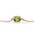 thumbnail image 2 of Gem Stone King 18K Rose Gold Plated Silver Green Peridot Solitaire Bracelet for Women (1.42 Cttw, Oval 8X6MM, Gemstone August Birthstone, Fully Adjustable up to 9 inch), 2 of 3