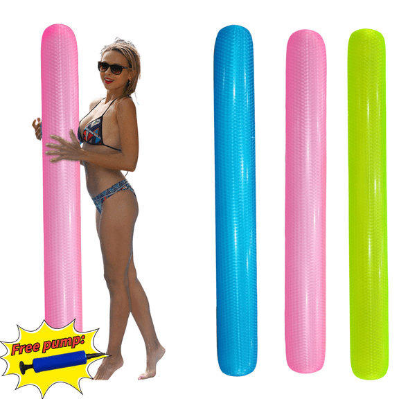 Hvmvliv Pool Noodles Inflatable Pool Noodles Floats - 63 Inch Pool Noodles Swimming Exercises Floating Tube Inflate Pool Float Noodles for Swimming Pool Pink