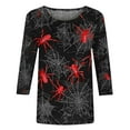 thumbnail image 4 of FDGIU Halloween Shirts for Women Fashion Women's Casual Print Round Neck 3/4 Sleeve T-shirt Blouse Spooky Season Graphic, 4 of 5