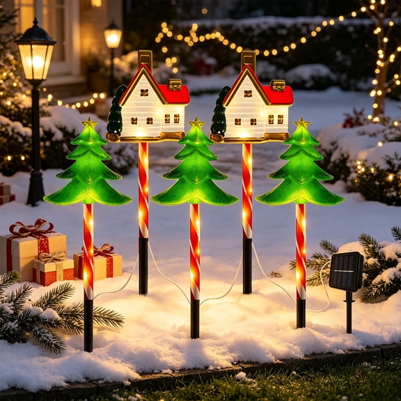 Honeplcked Solar Christmas Lights Decorations Outdoor, 6.56Ft Christmas Solar String Lights with 5 Stakes for Outdoor Pathway Yard Patio Walkway Driveway