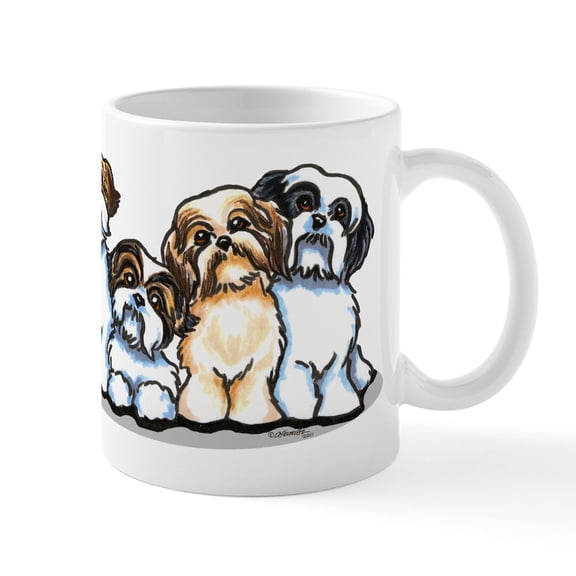 CafePress - Four Shih Tzus Mug - 11 oz Ceramic Mug - Novelty Coffee Tea Cup