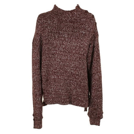 William Rast Burgundy Marled Button Detail Mock Neck Sweater XL