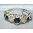 thumbnail image 4 of LBG 925 Sterling Silver Natural Sapphire and Opal Womens Band Ring - Size 9.75, 4 of 4