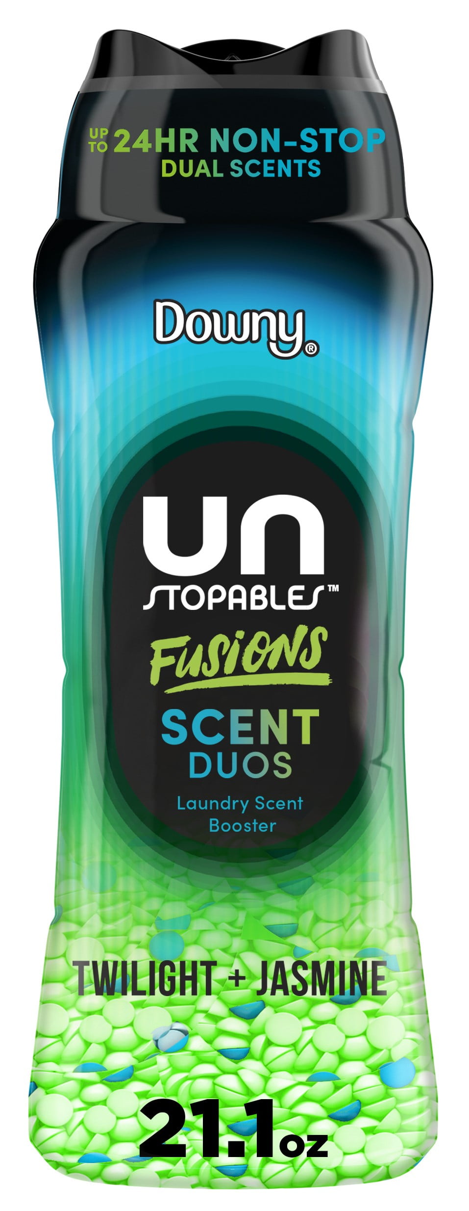 (4 pack) Downy Unstopables Fusions In-Wash Laundry Scent Booster Beads, Twilight and Jasmine Scent, 21.1 oz, 2-in-1 All Day Freshness