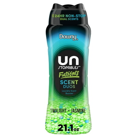Downy Unstopables Fusions In-Wash Laundry Scent Booster Beads, Twilight and Jasmine Scent, 21.1 oz, 2-in-1 All Day Freshness