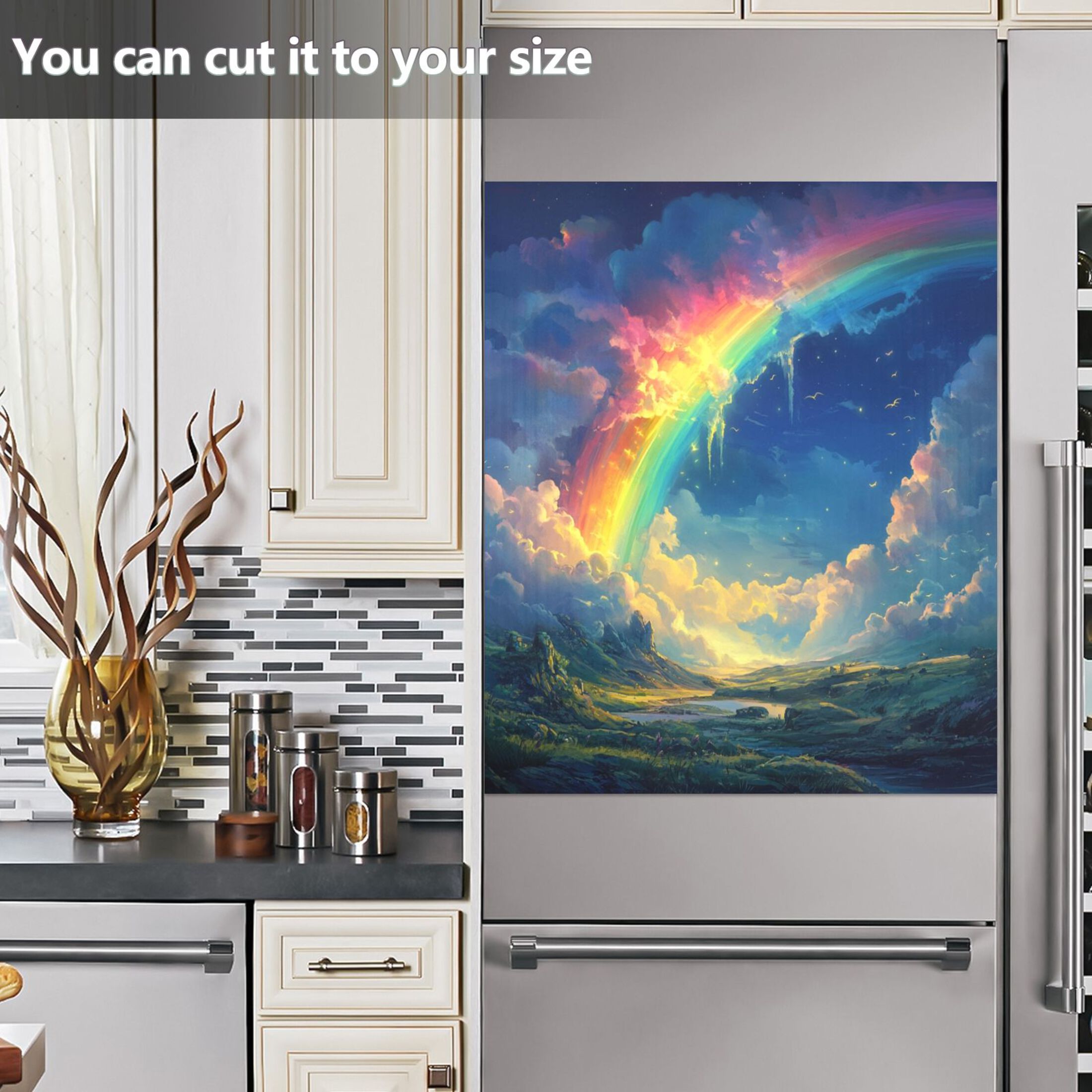 Dishwasher Magnetic Sticker 23x26 Inch Refrigerator Magnetic Sticker Washing Machine Magnetic Sticker Kitchen Panel Magnetic Sticker Home Decor Super Cool Rainbow
