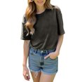 thumbnail image 7 of Endives Women's Short Sleeve T-shirts Crew Neck Drop Shoulder 2D Printed Basic Top Oversized Tee Fashion, 7 of 7