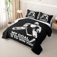 thumbnail image 3 of Erosebridal Silhouette Ice Hockey Goalie Quilt Full for Boys Men, Motivational Print Full Bedspread Sets, Black White, 3 Pieces, 3 of 7
