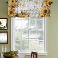 thumbnail image 3 of 2 Pack Farmhouse Sunflower Valances for Windows Bedroom Living Room Window Treatments, Vintage Daisy Butterflies Gray Wood Rod Pocket Valance Drapes Short Kitchen Curtains Over Sink 42"x12", 3 of 8