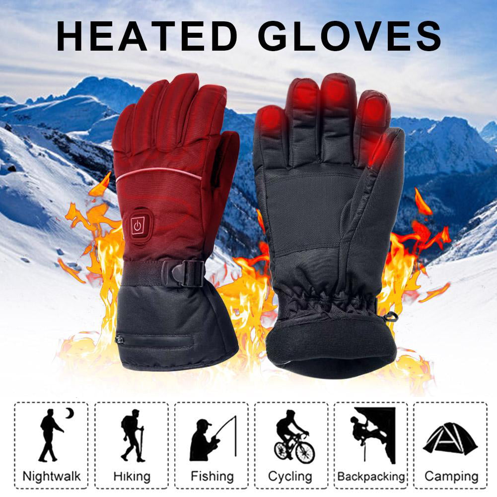 Rishaw Rechargeable Electric Battery Heated Gloves，3 Heating Levels With Adjustable Temperature，TouchScreen Waterproof Winter Warm Gloves for All Kinds of Outdoor Activities 