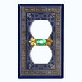 thumbnail image 2 of Metal Light Switch Plate Cover Elegant Blue Yellow Damask Frame FRA046, 2 of 13