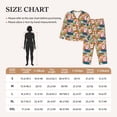 thumbnail image 3 of KLL Retro Summer Stamp Print Women's Long Sleeve Pajamas with Pants Sleepwear Loungewear 2 Set-Medium, 3 of 7
