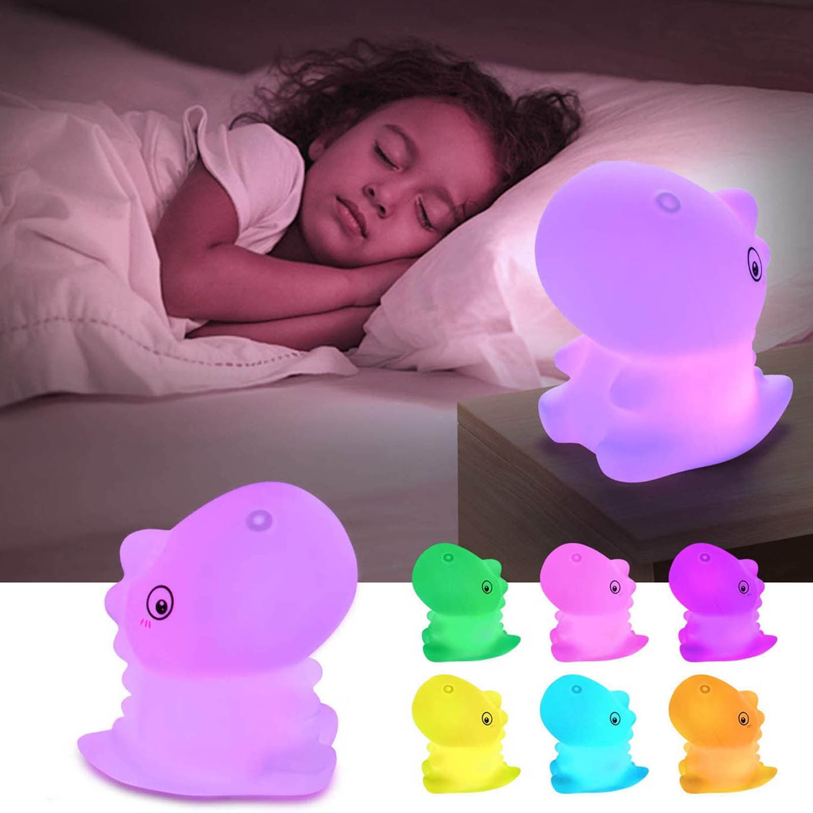 Dinosaur Night Light For Kids, Cute Color Changing Silicone Baby With