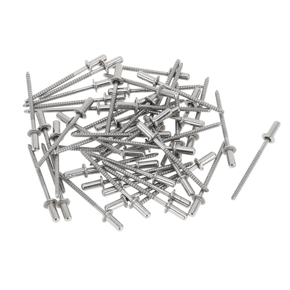 Dome Head Closed Sealing Rivets 3.2mm Grip Diameter 6mm Grip Length 6mm Flange Diameter Stainless Steel Silver Tone 50 Pcs