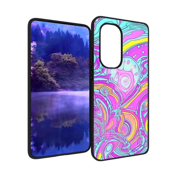 Compatible with Motorola Moto Edge 2022 Phone Case, Psychedelic-Trippy-Alien-Art-Visuals-Colours04 Case Men Women, Flexible Silicone Shockproof Case for Motorola Moto Edge 2022