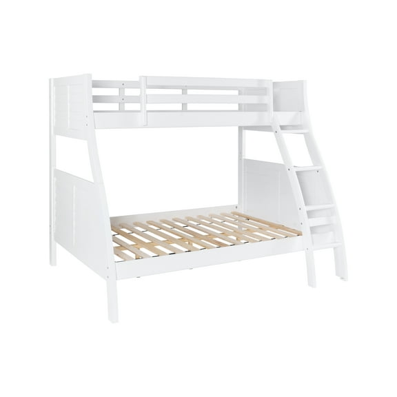 Powell Driscoll Twin over Full Bunk Bed with Built-in Ladder, White