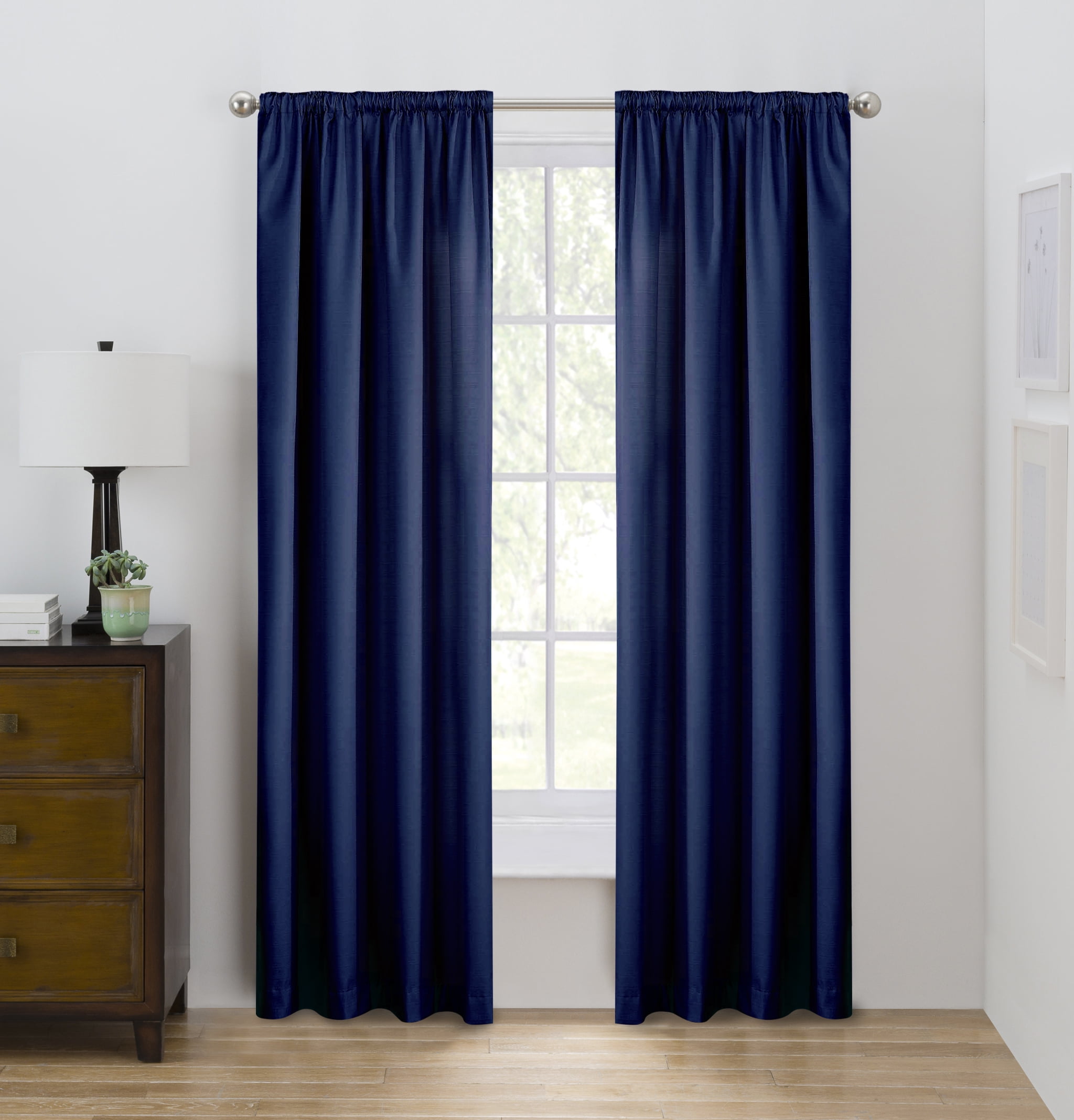 Eclipse Draft Stopper Solid Color Room Darkening Rod Pocket Single Curtain Panel Indigo Sky 42 X 84 Walmart Com Walmart Com