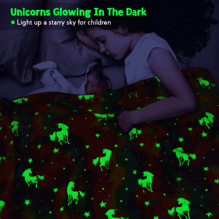 Glow in The Dark Blanket Moon and Star Throw Gifts Toys for Kids