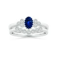thumbnail image 4 of ANGARA Natural Aeon Sapphire Milgrain Engagement Ring with Trio Accents in 14K White Gold for Women (Size-6x4mm) | September Birthstone, Anniversary, Jewelry Gift for Women | Natural Sapphire Ring, 4 of 9