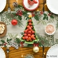 thumbnail image 4 of Holly Fir Wood Pine Cone Leaves Christmas Table Runner, Seasonal Winter Holiday Kitchen Dining Table Decoration for Home Party Decor 13x72 Inch, 4 of 6