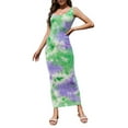 thumbnail image 3 of Liacowi Women Tie Dye Print Bodycon Maxi Tank Dresses Sleeveless Summer Sexy Scoop Neck Long Dresses Slim Fit Beach Streetwear, 3 of 6