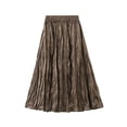 thumbnail image 2 of new autumn and winter high waist mid-length skirt solid color sexy new pleated skirt for women-Apricot-One Size, 2 of 7