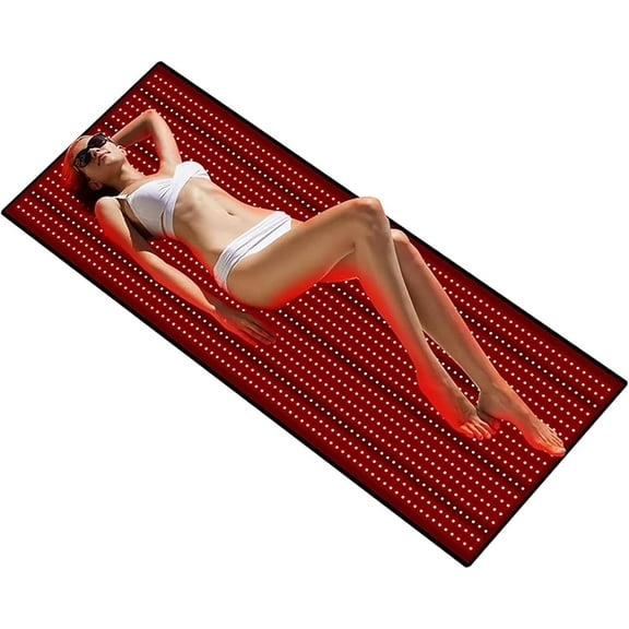1280pcs LED Red Light Therapy Mat, Full Body Red Light Therapy Lamp with Timer, Red Light 660nm and Near Infrared Light 850nmfor accelerates Cell Regeneration and Body Pain Relief