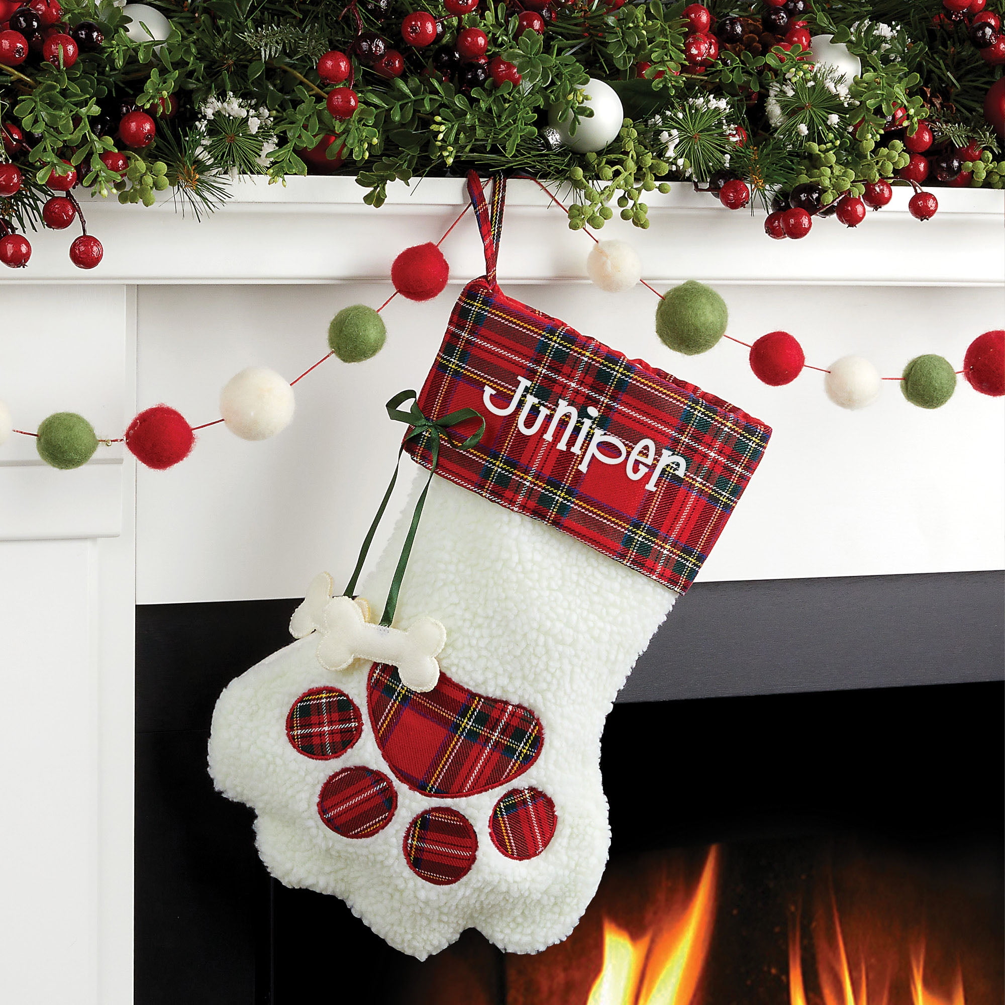 Personalized Dog Paw, Cat Paw and Snowflake Christmas Stockings