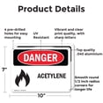 thumbnail image 2 of (2 Pack) Acetylene OSHA Danger Sign 10 Inch X 7 Inch Indoor / Outdoor Rust-Free Aluminum Metal Signs for Workplace, Workshop, and Construction Site, Made in the USA, 2 of 8