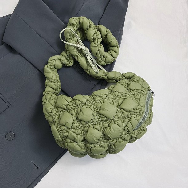 Bolso Mujer Hombro Fruncido Bola De Masa Embrague Monedero Bandolera Verde