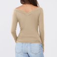 thumbnail image 6 of TKLPEHG Womens Tops Dressy Casual Crew Neck Tight Slim Shirt Solid Color Lightweight Fall Tops Fashion Long Sleeve T Shirt Comfy Blouses Pullover (Khaki,S), 6 of 8
