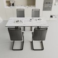 thumbnail image 4 of An expandable dining table set for 2-6 people, equipped with a C-shaped tubular cushioned armless dining chair and an elegant and spacious dining table kitchen table and chair set, with metal legs, 4 of 9