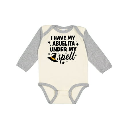 

Inktastic I Have My Abuelita Under My Spell with Cute Witch Hate Gift Baby Boy or Baby Girl Long Sleeve Bodysuit