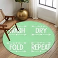 thumbnail image 2 of Laundry 5FT Round Area Rugs for Living Room Wash Dry Fold Repeat Arrows Love Heart Green Ultra-Thin Non-Slip Round Rugs Machine Washable Low Pile Circle Carpet for Bedroom Kitchen Nursery, 2 of 9