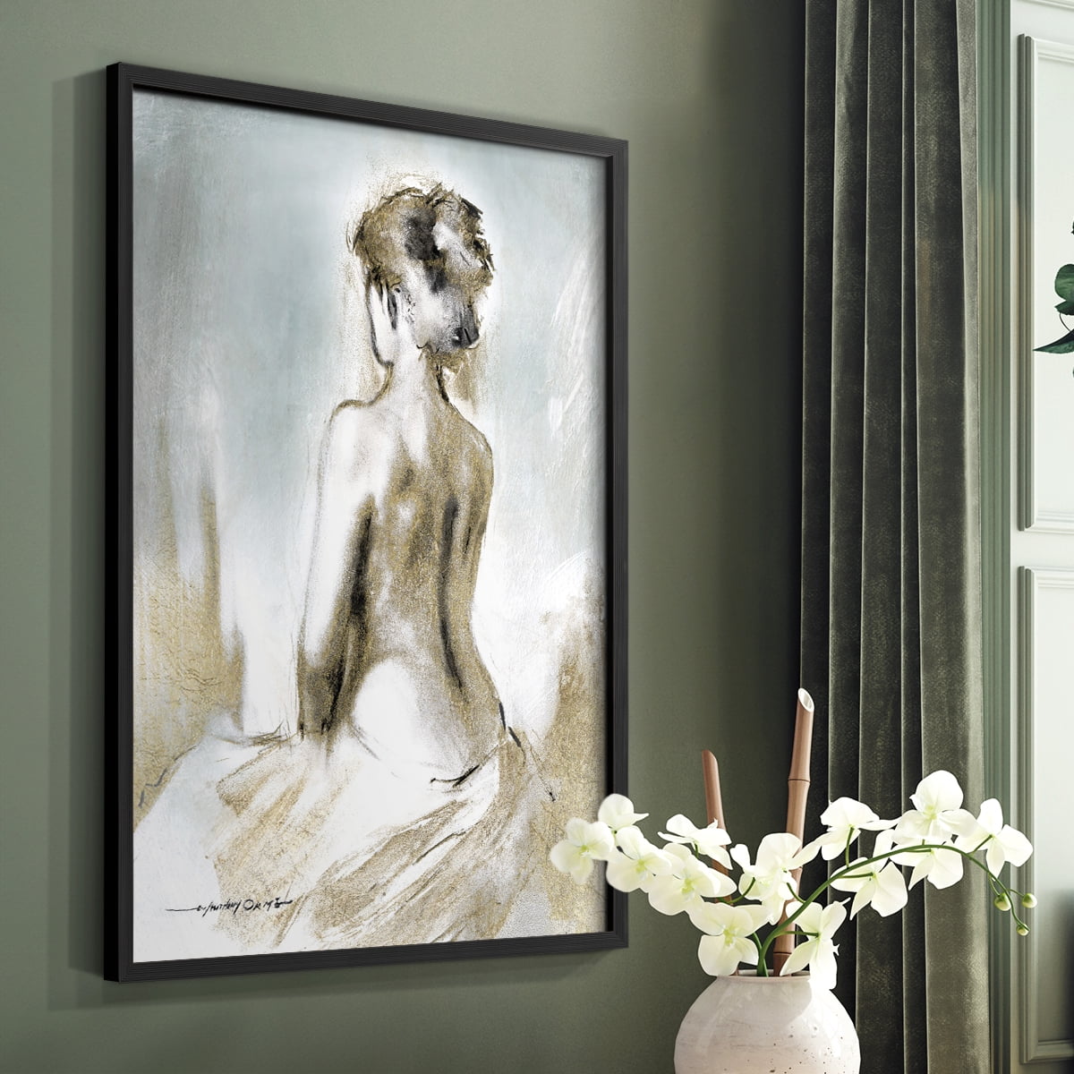 Figure in Golden Light II in Paper Solid Wood 16 x 20 Framed Print