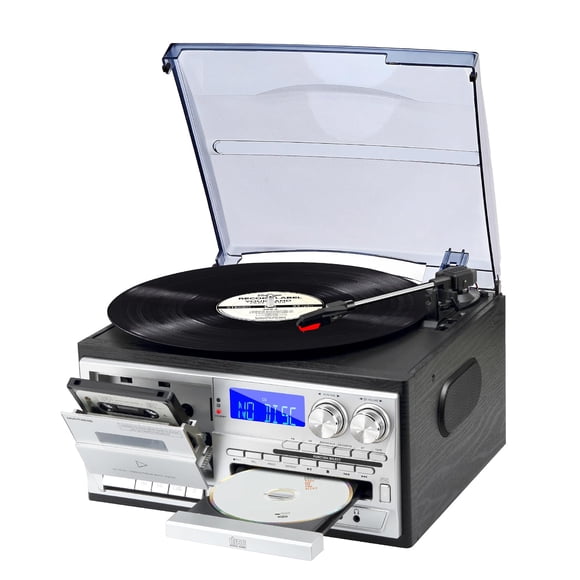 Tocadiscos MUSITREND T408 9 en 1 con altavoces externos Bluetooth