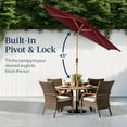 thumbnail image 4 of WYDK 10ft Market Umbrella, Outdoor Sun Shade for Backyard, Deck, Poolside, Table w/Woodgrain Pattern, Easy Tilt & Crank - Burgundy, 4 of 14