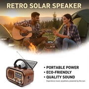 Portable Vintage Retro Bluetooth Speaker Radio, Portable Radio AM FM SW Bluetooth Speaker, Retro Radios Vintage Transistor with Best Sound - Brown