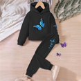 thumbnail image 3 of MANHUJI 2 Piece Sets for Toddler Girl Butterfly Print Long Sleeve Hoodie Pants Set for 1 To 8 Years (Black,110), 3 of 5