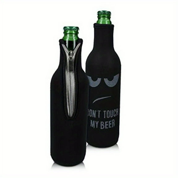 kwmobile Set of 2 Neoprene Bottle Coolers Sleeves for 87.31gal Bottle Keep Beer Soda Soft Drinks Cool Don't Touch My Beer White Black